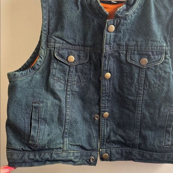 Kids Milwaukee Leather Blue Denim Club Style Snap Front Vest XXL - Picture 2 of 5